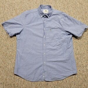 Lacoste Shirt Men 44 Blue Button Down Short Sleeve Oxford Preppy Regular Fit